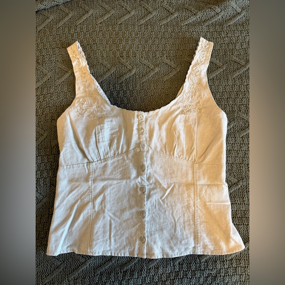 Hollister Light Gray Button-Up Top